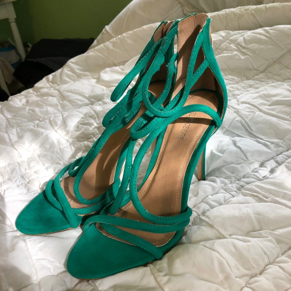 Public Desire Teal Stiletto Shoes Size 10.5